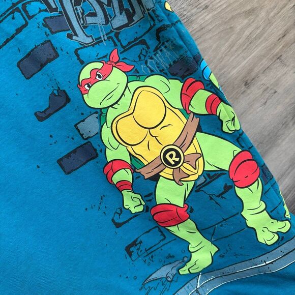 Nickelodeon Teenage Mutant Ninja Turtles Embroidered & Print Blue T-shirt Men's - Picture 5 of 7